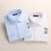 Dioufond Print Cat Embroidery on Pocket Shirts Lady 2017 Spring New Fashion White Navy Casual Blouse Shirts Long Sleeve Blouse