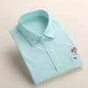 Dioufond Print Cat Embroidery on Pocket Shirts Lady 2017 Spring New Fashion White Navy Casual Blouse Shirts Long Sleeve Blouse