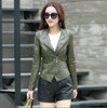 2017 spring and autumn women's short paragraph Slim small jacket Ms. leather jacket women black motorcycle jackets and coats 5XL