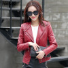 2017 Spring And Autumn New Clothing Leather Women's Design Short Slim Motorcycle Stand Collar Leather Jacket Coat Plus Size