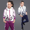 2017 Spring Baby Girls Clothes Jacket Floral Kids Hoodies+Pants Kids Tracksuit For Girls Clothing Sets Girls Sport Suit  291