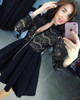2017 Spring AutumnWomens Dresses Zipper V-Neck 3/4 Sleeve Sexy Lace Pleated Dress Female Party Mini A-Line Vestidos Plus size