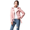 2017 Spring Autumn Women Faux Soft Leather Jacket Long Sleeve Pink Biker Coat Zipper Design Motorcycle PU Red Jacket