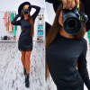 2017 Spring Autumn Women Dress Brief Sheath O Neck Long Sleeve Lace Patchwork Female Vestidos plus size DDUP22