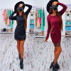 2017 Spring Autumn Women Dress Brief Sheath O Neck Long Sleeve Lace Patchwork Female Vestidos plus size DDUP22