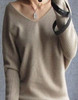 2017 Spring autumn cashmere sweaters women fashion sexy v-neck sweater loose 100% wool sweater batwing sleeve plus size pullover