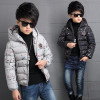 Warm Winter Boy Jacket Children Hooded Coat Outwear Clothing Teenage Cotton-Padded Zipper Clothes Fashion Kids Geometric Jacket