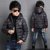 Warm Winter Boy Jacket Children Hooded Coat Outwear Clothing Teenage Cotton-Padded Zipper Clothes Fashion Kids Geometric Jacket