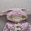 Warm Winter Baby Girls Parkas Floral Lovely Hooded Cotton Thicken Jackets Coat Outerwear Snow Wear Casaco+bag