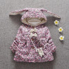 Warm Winter Baby Girls Parkas Floral Lovely Hooded Cotton Thicken Jackets Coat Outerwear Snow Wear Casaco+bag