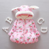 Warm Winter Baby Girls Hooded Strawberry Print Kids Velvet Snow Wear Outerwear Coat Parkas casaco