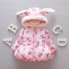 Warm Winter Baby Girls Hooded Strawberry Print Kids Velvet Snow Wear Outerwear Coat Parkas casaco
