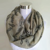 Free Shipping 2016 New Fashion White Burgundy Navy Music Note Sheet Music Piano Notes Script Print Scarves Infinity Scarf