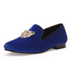 Harpelunde Wedding Shoes Men Diamond Animal Buckle Party Shoes Blue Velvet Loafers Size 7-14