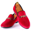 Harpelunde Buckle Strap Men Wedding Shoes Red Velvet Loafers Comfortable Flat Shoes Size 7-14