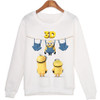 Harajuku Women Sweatshirts Jumper Cut Christmas Minions Print Casual Hoody Funny Long Sleeve White O-Neck Hoodies