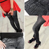 Newly Women Stretch Faux Denim Jeans Leggings  Skinny Slim Pencil Pants