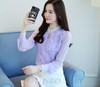 New style Women Chiffon blouse Sexy Flower Beaded lace Tops long sleeved Casual shirt Patchwork Women clothing