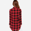 New Style Fashion Hot Fashion Women Long Sleeve Blouse Plaid Print Shirt Single Breasted Cotton Shirt