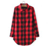 New Style Fashion Hot Fashion Women Long Sleeve Blouse Plaid Print Shirt Single Breasted Cotton Shirt