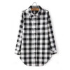 New Style Fashion Hot Fashion Women Long Sleeve Blouse Plaid Print Shirt Single Breasted Cotton Shirt