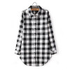 New Style Fashion Hot Fashion Women Long Sleeve Blouse Plaid Print Shirt Single Breasted Cotton Shirt