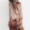 Feitong Women Summer Dresses Fashion Casual Loose Long Sleeve Chiffon Dress Sexy Off Shoulder Mini Dress vestidos femininos 2017
