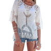 Feitong Summer Women White Blouses Boho Sexy Lace Crochet Hollow Blusa Feminina 2017 Beach Blouses Shirt Tops vetement femme Hot