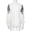 FEITONG Summer Women Long Lantern Sleeve Blouse embroidery blouse Floral Shirts Stand Collar blouses 2017#LREO