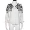FEITONG Summer Women Long Lantern Sleeve Blouse embroidery blouse Floral Shirts Stand Collar blouses 2017#LREO