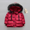 Fashion Boys Cotton Down Hooded Jacket Solid Coat Outerwear Girls Winter kids Jackets Warm Trench Thickening Children Clothing