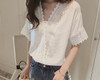 Fashion Blusas 2017 Summer Sexy Women Blouses Lace Hollow Out Shirts White Pink Casual Tops Blouse Plus Size 006