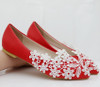 Fashion ballet flats white lace wedding shoes flat heel casual shoes pointed toe flats women wedding princess flats plus size 41