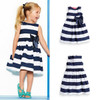 Fashion Baby Kid Girls Sleeveless One Piece Dress Blue Striped Bowknot Tutu Dresses Summer Style