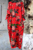 Cotton Linen Vintage Bird Flower Pint V-neck Three Quarter Sleeve Washed Women Dress Plus Size Loose 2017 New Spring Women Robe