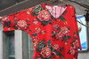 Cotton Linen Vintage Bird Flower Pint V-neck Three Quarter Sleeve Washed Women Dress Plus Size Loose 2017 New Spring Women Robe