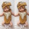 Cotton Kids Baby Girl One-pieces Romper Sleeveless Jumpsuit Lace Sunsuit Outfits With Headband