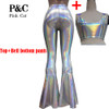 Holographic Boho Dance Leggings Mermaid Costumes Clothing Women Flare Bell Bottom Pants Leggings Rave Festival Clothes Outfits