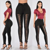 Hollow Out Bandage Pencil Pants Women High Waist Stretch Fitness Lulu Leggings Ladies Girl Lacing Up Stylish Sexy Party Trousers