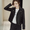 HLMFS2017 spring autumn Leather Jacket Women Punk Rock Leather coat Rivet Motorcycle Biker Female Coat Jaqueta Women's Outerwear