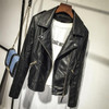 HLMFS2017 New Fashion spring Autumn Winter Women fashion red black Leather Jackets Pu Zippers  Motorcycle Jacket Coat outerwear