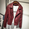 HLMFS2017 New Fashion spring Autumn Winter Women fashion red black Leather Jackets Pu Zippers  Motorcycle Jacket Coat outerwear