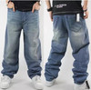 Hip Hop Jeans For Men 2017 New Fashion Light Blue Baggy Jeans Skateboarder Denim Pants Free Shipping
