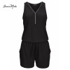 2017 New Women's Jumpsuit Sleeveless V Collar Solid color One Piece Beach Casual Women Clothing