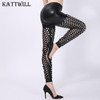 2017 New Women Shiny Leggings Sexy Hollow Out Fish Scale Leggings Holes Sexy Club Pants Fashion Mesh Punk Style Leggings