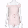 2017 New Women Sexy Off Shoulder Jumpsuit Casual Pink Rompers Playsuit