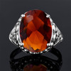 Big Oval Vintage Ring with 12.6 carat Brown Amber Gemstone for Women