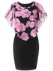 AZULINA Women Dress Plus Size Rose Valentine Overlay Capelet Bodycon Dress 2018 Casual Work Party OL Dresses Vestidos De Fiesta