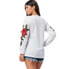 AZULINA Sweet Floral Applique Black Sweatshirt 2017 New Autumn Women Tunic Vintage Long Sleeve Pullover Casual O Neck Sweatshirt