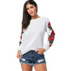 AZULINA Sweet Floral Applique Black Sweatshirt 2017 New Autumn Women Tunic Vintage Long Sleeve Pullover Casual O Neck Sweatshirt
